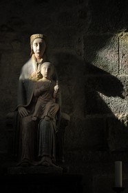 France, Manche, the abbey of Mont Saint Michel, listed as World Heritage by UNESCO, Abbey Church, virgin Mary and son