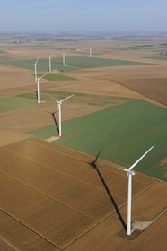 France, Eure et Loir, Beauce, windmills (aerial view)