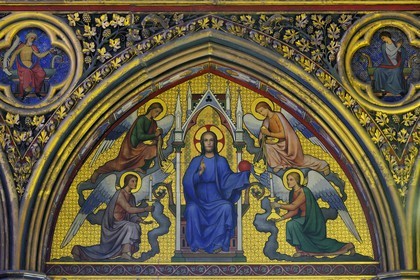 France, Paris (75), ile de la Cité, la Sainte Chapelle, la Chapelle Haute, peinture murale