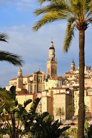 France, Alpes-Maritimes, Menton, old town dominated by the St Michel Basilica