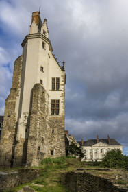 France, Loire Atlantique, Nantes, Bouffay district, the Saint-Pierre Gate (Manoir Guéguen) remains of the city walls on Place Maréchal-Foch
