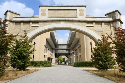 France, Rhone, Lyon, door of the Great Hall of the former Abattoirs de la mouche from the architect Tony Garnier