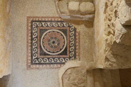 Israel, Negev Desert, Masada fortress, listed as World Heritage by UNESCO, Western palace, decorated with mosaic pavements it was used for receptions and accommodation of the guests of Herod
