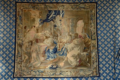 France, Marne, Reims, Palais du Tau, listed as World Heritage by UNESCO, feasting hall, tapestry depicting the baptism of Clovis (17th century)