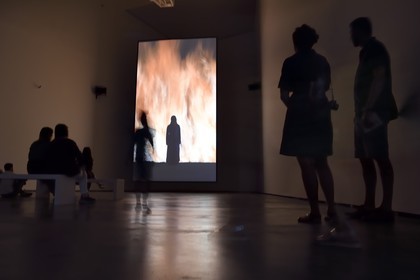 Espagne, Pays basque espagnol, Biscaye, Bilbao, le musée Guggenheim de l'architecte Frank Gehry, exposition temporaire