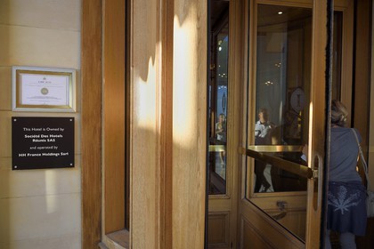 France, Alpes-Maritimes, Cannes, the Carlton palace revolving door on the boulevard de la Croisette