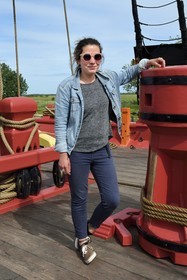 France, Charente-Maritime, Rochefort, International Center of the Sea in the former Rochefort Maritime Dock, the frigate Hermione replica of the three-master ship where the Marquis de Lafayette sailed for America in 1780, Amandine Delahay was on board during the inaugural crossing to New York in 2015