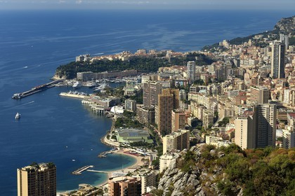 Principality of Monaco, view over Monaco from the Moyenne Corniche road
