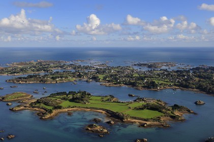France, Cotes-d'Armor, Brehat island on the foreground (aerial view)