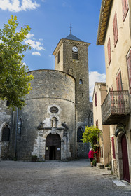 France, Aveyron, Causses and the Cévennes, cultural landscape of Mediterranean agro-pastoralism, listed as World Heritage by UNESCO, Sainte-Eulalie-de-Cernon on the road to Santiago de Compostela, Sainte-Eulalie church