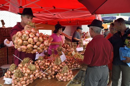 France, Reunion island (French overseas department), Saint-Joseph, Plaine des Gregues, mister le breton farmer producer of onions