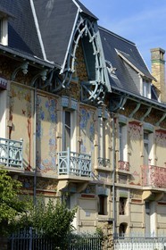 France, Meurthe-et-Moselle (54), Nancy, rue Félix Faure, maison de lotissement Art Nouveau de l'architecte Cesar Pain, villa Les Clématites