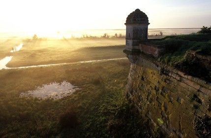 France, Charente Maritime, sunrise on Brouage fort