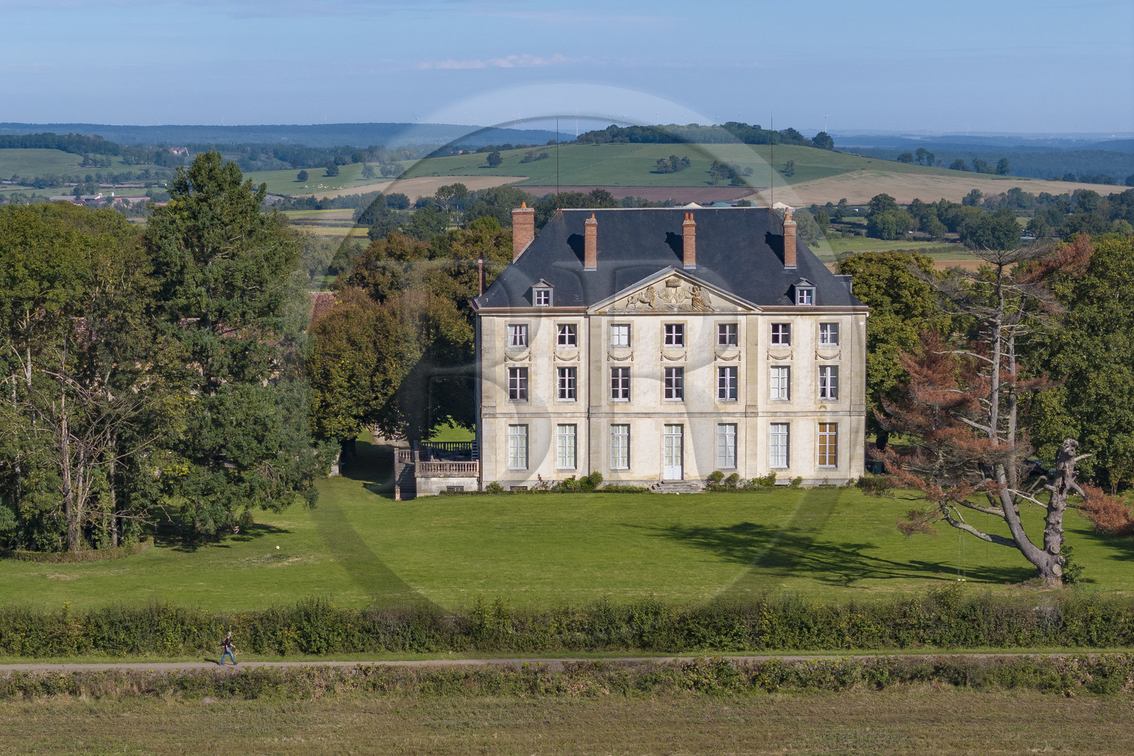 France, Yonne, Sauvigny-le-Bois, Montjalin castle, automobile museum (aerial view)