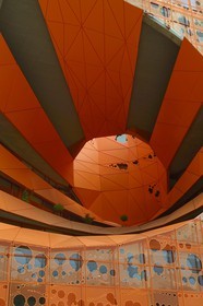France, Rhone, Lyon, La Confluence new district in the South of the Presqu'ile (Peninsula), Quai Rambaud, the Orange Cube by Dominique Jakob and Brendan MacFarlane architects