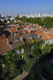 France, Paris (75), 20ème arr, La campagne à Paris du quartier Mouzaïa maisons avec jardins au coeur de la ville