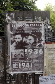 Poland, Lesser Poland region, Krakow, Jewish district of Kazimierz, commemorative poster of Jewish deportation