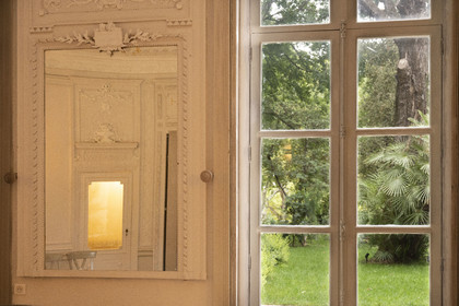 France, Herault, Montpellier, historic center called the Ecusson, Hotel de Girard, 17th century mansion, plasterwork, interior decoration molded and sculpted in gypsum