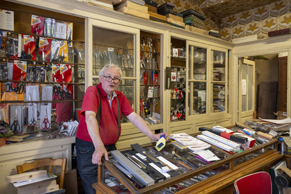 France, Cote d'Or, Dijon, area listed as World Heritage by UNESCO, Place Bossuet, the Coutellerie de Langres, a hardware store and more, timeless and established in the birthplace of the French writer Bossuet, it is run by the scholar Michel Pernod