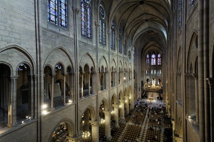 France, Paris, ile de la Cite, Notre-Dame Cathedral, the nave