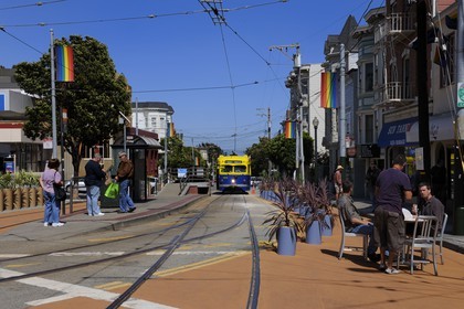 Etats-Unis, Californie, San Francisco, quartier Castro gay district, terminus du tram