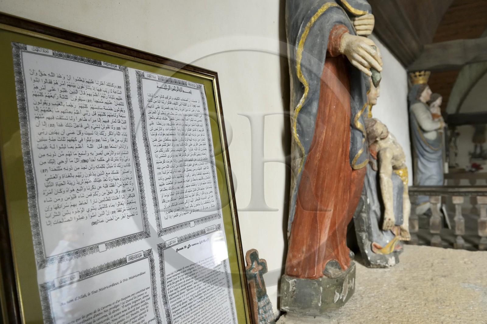 France, Cotes-d'Armor, Vieux-Marché, the Sept-Saints chapel (the Seven Saints chapel) dedicated to the Seven Sleepers of Ephesus, multi-faith prayer text