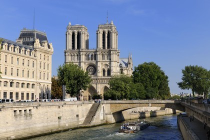 France, Paris, the Seine river banks listed as World Heritage by UNESCO, ile de la Cite, the Notre Dame Cathedral