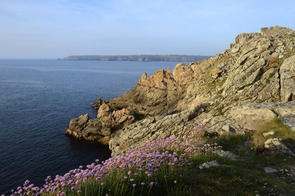France, Finistere, Iroise Sea, Plogoff, Pointe du Raz and the Pointe du Van in the background