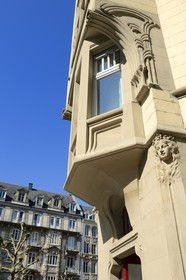 France, Bas Rhin, Strasbourg, Neustadt district dating from the german period, Art Nouveau inspired building at the corner of Avenue des Vosges and Sellenick street