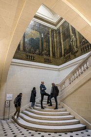France, Paris, Marais district, Carnavalet Museum, staircase of the Luynes hotel