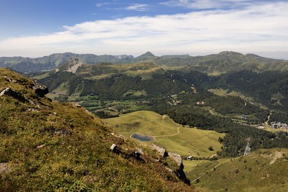 France, Cantal, Monts du Cantal, Parc Naturel Regional des Volcans d' Auvergne (Regional Nature Park of the Volcanoes of Auvergne), Super Lioran Ski resort at the top of the Plomb du Cantal (1855m)