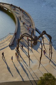 Espagne, Biscaye, Pays Basque espagnol, Bilbao, le musée Guggenheim de l'architecte Frank Gehry et la sculpture en forme d' Araignée de Louise Bourgeois intitulée Maman
