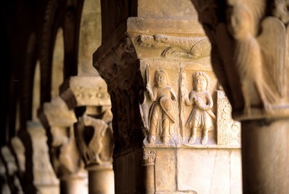 France, Pyrenees Orientales, Elne, cloister columns of Saint Eulalie and Saint Julie cathedral
