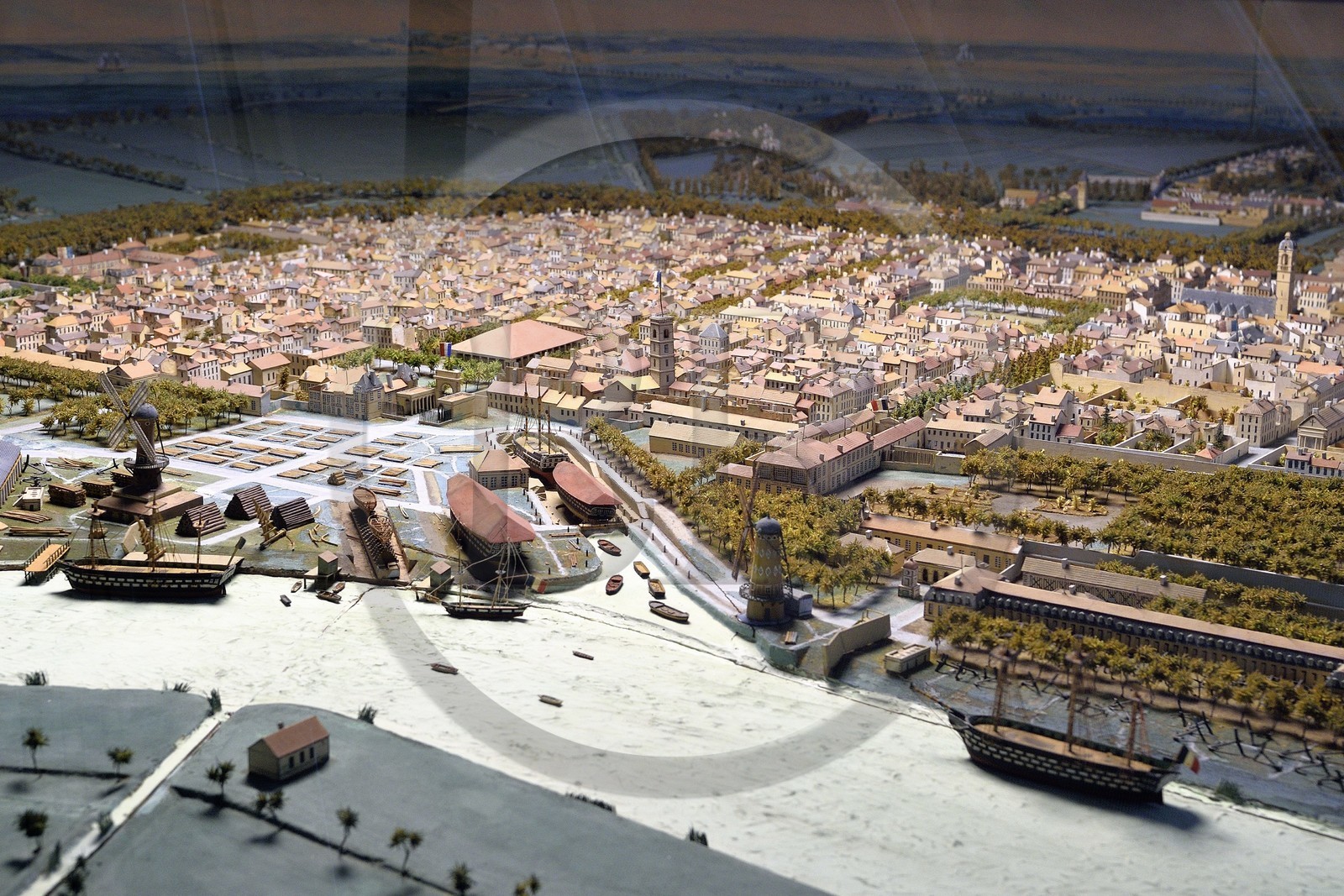 France, Charente-Maritime (17), Rochefort, Musée Hèbre, plan relief réalisé en 1835 par Pierre-Marie Touboulic qui présente la ville à l’échelle 1 500ème