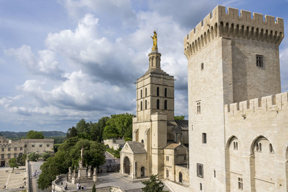 France, Vaucluse, Avignon, the Doms Cathedral and the Palais des Papes (Palace of the Popes) listed as World heritage by UNESCO