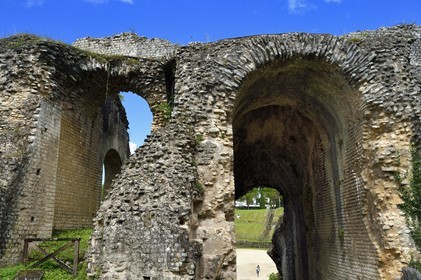 France, Charente-Maritime (17),  Saintonge, Saintes, amphithéâtre gallo-romain appelé localement les Arènes de Saintes, sa construction commence sous le règne de Tibère et s'achève sous le règne de Claude, vers 40 après JC, 127 mètres de long sur 102 de large, il pouvait accueillir près de 15 000 spectateurs