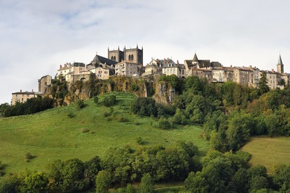 France, Cantal, Saint Flour, the upper town is located on the Planeze, a large volcanic plateau in Cantal