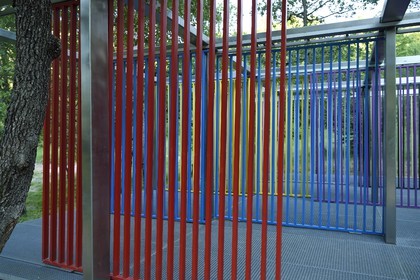 France, Bouches du Rhone,  Le Puy Sainte Reparade, Chateau La Coste vineyard and contemporary art center, Multiplied Resistance Screened by artist Liam Gillick (Compulsory Mention)