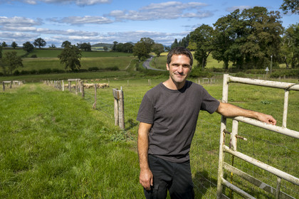 France, Nievre, Regional Natural Park of Morvan, Millay, Les Prairies Gourmandes Farm, farmer and breeder Emmanuel Dumas