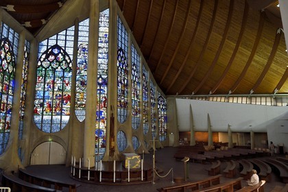 France, Seine Maritime, Rouen, the modern church of Saint Joan of Arc, place of conservation of the stained glass from the former St. Vincent Church destroyed in 1944