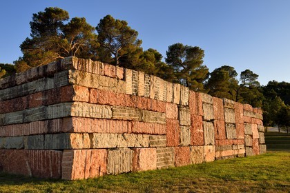 France, Bouches du Rhone,  Le Puy Sainte Reparade, Chateau La Coste vineyard and contemporary art center, Wall of Light Cubed by artist Sean Scully (Compulsory Mention)