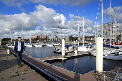 France, Seine Maritime, Le Havre, marina of the Vauban basin, Gilda Gautier director of the marina and general delegate of the Transat Jacques Vabre