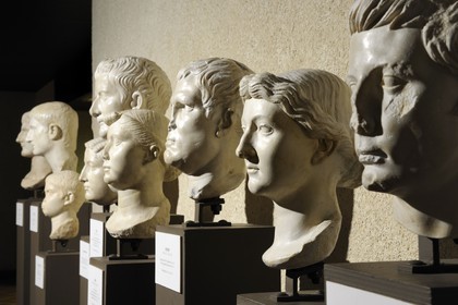 France, Herault, Beziers, Museum of Beziers region (Biterrois),copy of Imperial Roman heads of Beziers