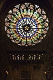 France, Bas Rhin, Strasbourg, old town listed as World Heritage by UNESCO, Notre Dame Cathedral, the big Rose Window of the western facade with a diameter of 13.60 m over the narthex