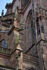 France, Bas Rhin, Strasbourg, old town listed as World Heritage by UNESCO, Notre Dame Cathedral, chimeras, gargoyles and statues of the north facade