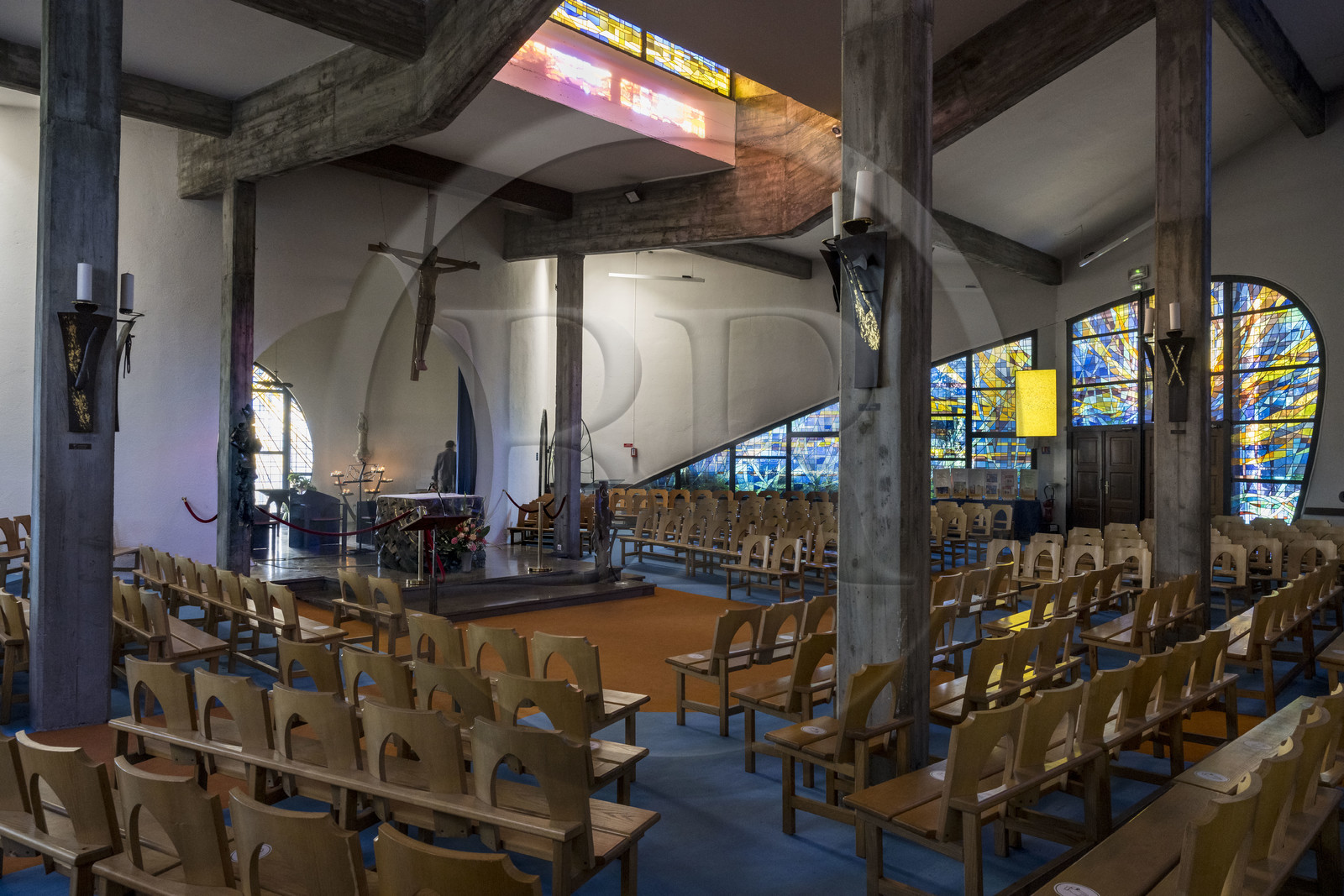 France, Hérault (34), La Grande-Motte, labellisé patrimoine du XXème siècle, l'église Saint-Augustin des architectes Jean Balladur et Jean-Bernard Tostivint