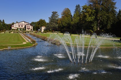 France, Pyrenees Atlantiques, Basque Country, Cambo les Bains, the Villa Arnaga and its French-style garden, the French author Edmond Rostand's house of neo-basque style and museum
