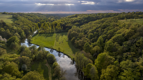 France, Vendee, Saint-Aubin-des-Ormeaux, the Sevre Nantaise river valley (aerial view)