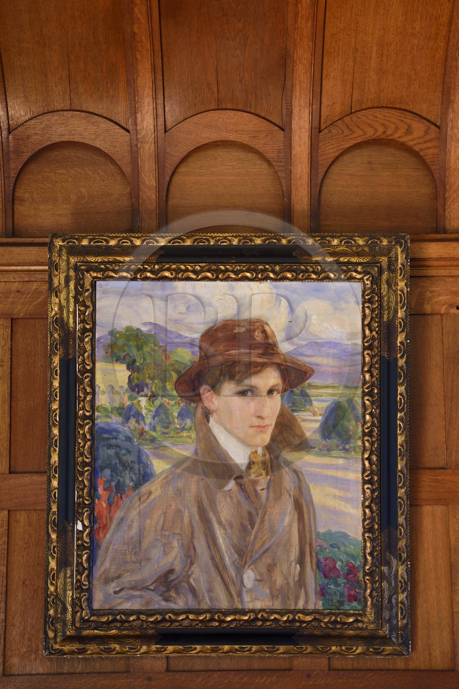 France, Pyrenees Atlantiques, Basque Country, Cambo les Bains, Villa Arnaga, the French author Edmond Rostand's house and museum, the Great Hall, portrait of Maurice Rostand by Clementine Helene Dufau
