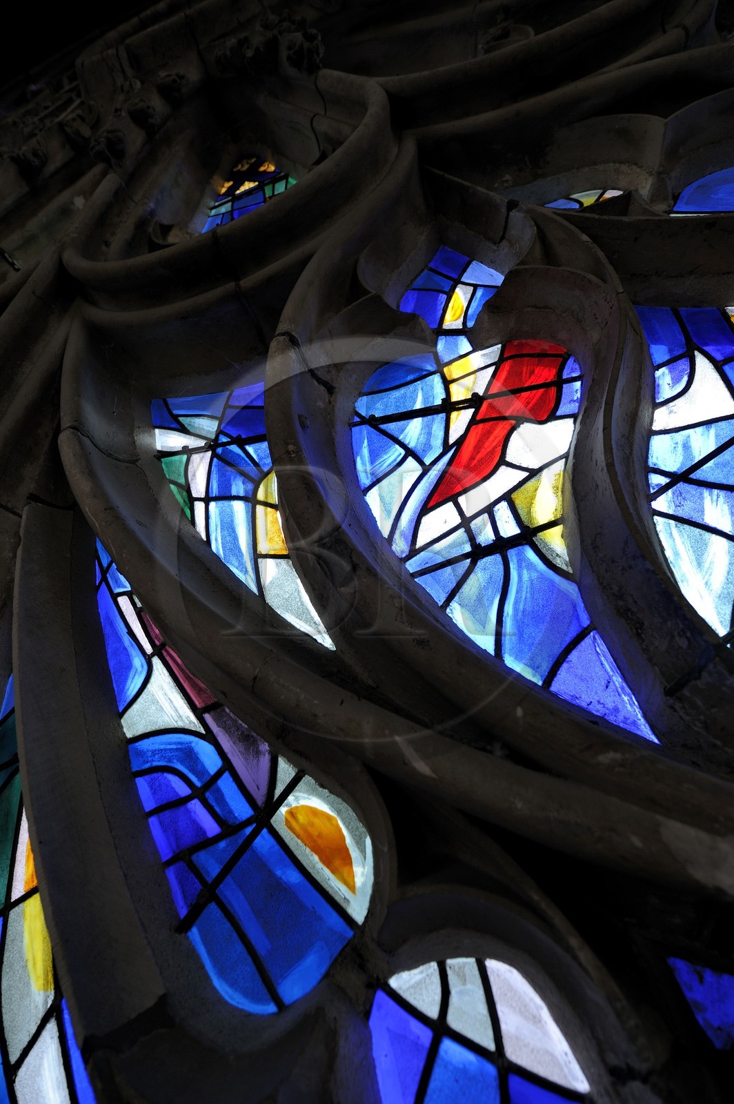 France, Seine-Maritime (76), Rouen, abbatiale Saint-Ouen (XIIème au XVème siècle), détail de la rosace